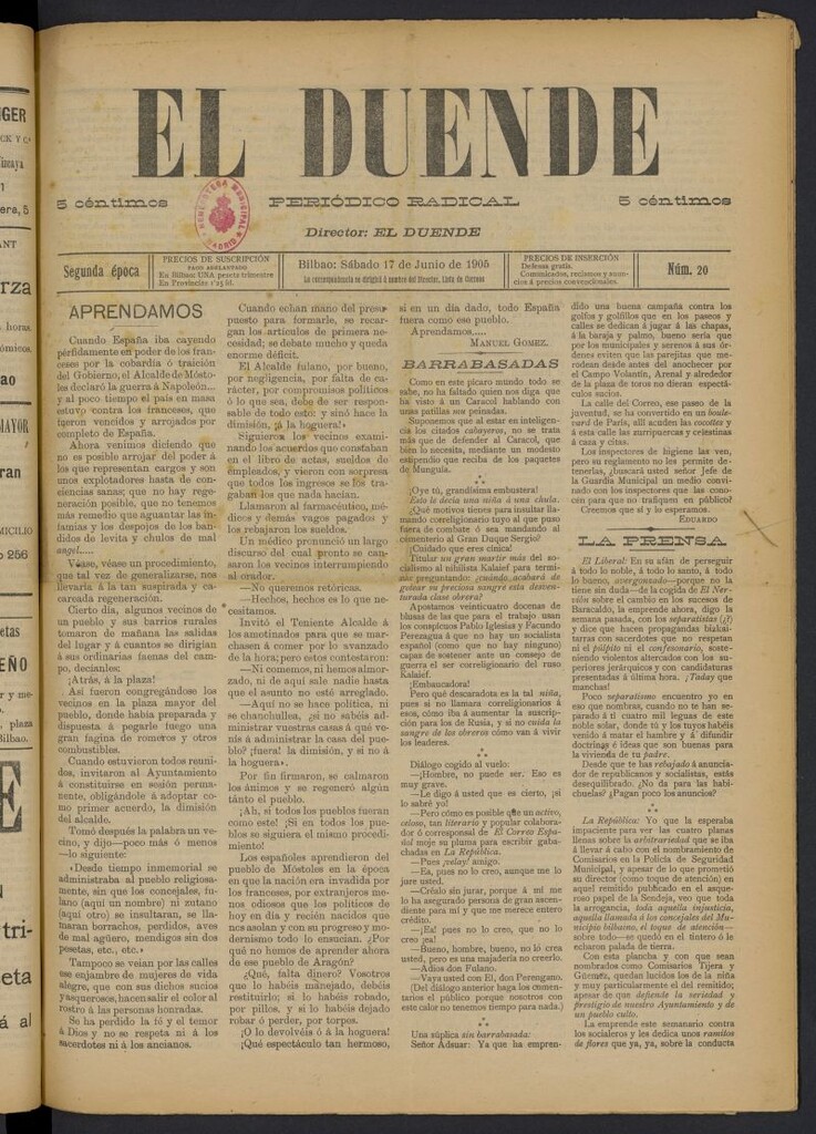 Miniatura de El Duende (Bilbao, 1905) del 17 de junio de 1905
