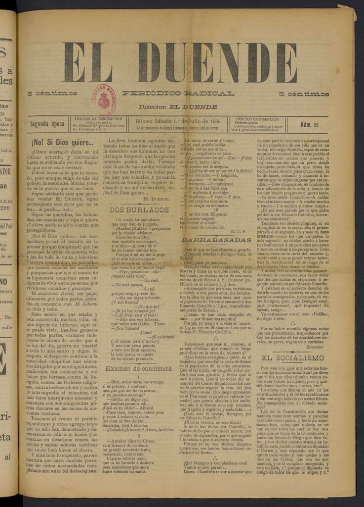 Miniatura de El Duende (Bilbao, 1905) del 1 de julio de 1905