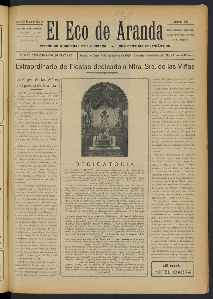 Miniatura de El Eco de Aranda del 7 de septiembre de 1907