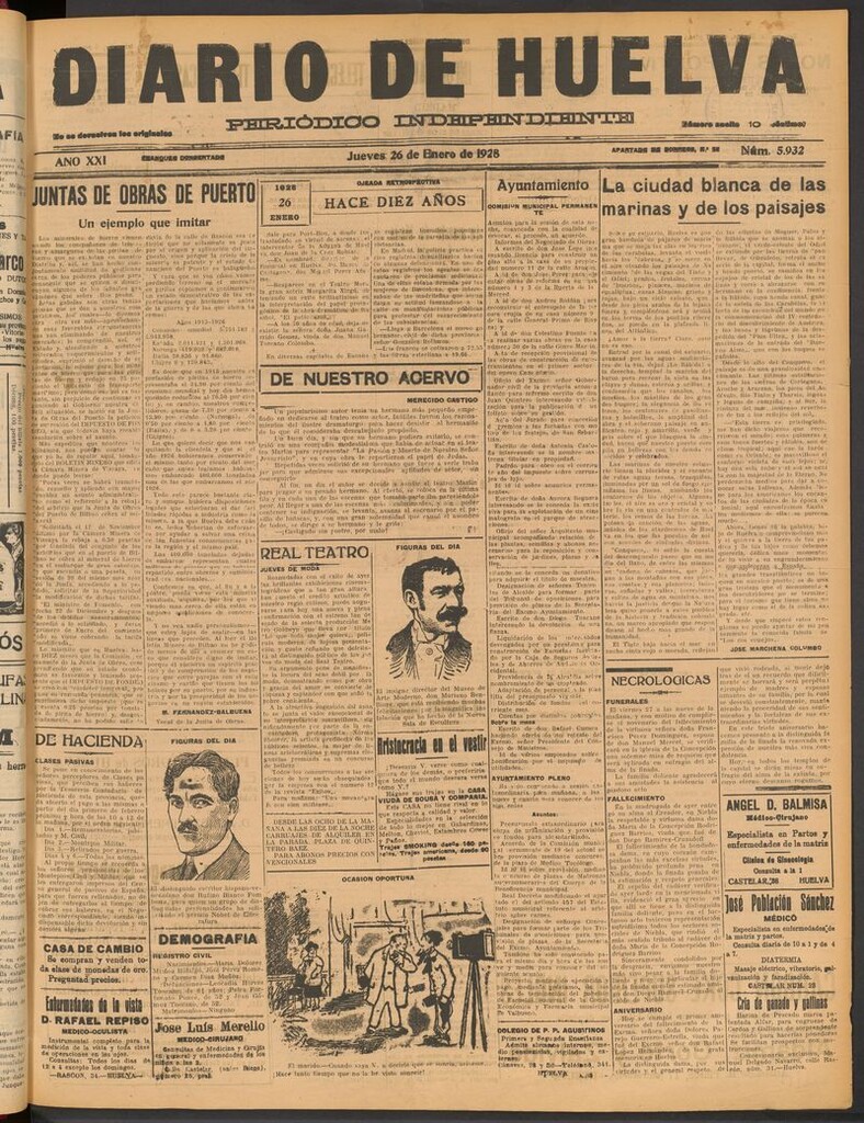 Miniatura de Diario de Huelva : periódico independiente del 26 de enero de 1928
