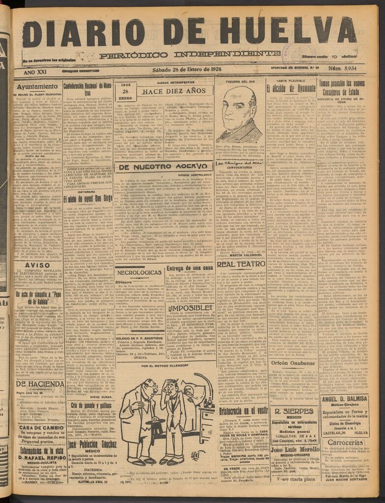 Miniatura de Diario de Huelva : periódico independiente del 28 de enero de 1928
