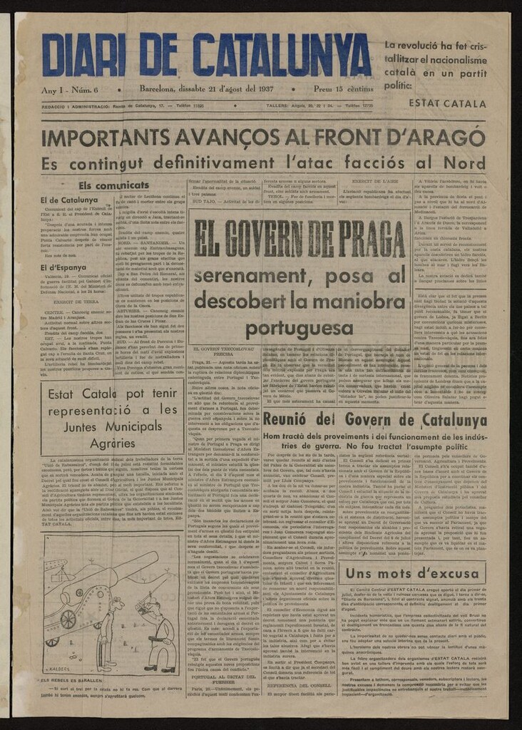 Miniatura de Diari de Catalunya (Barcelona, 1900) del 21 de agosto de 1937
