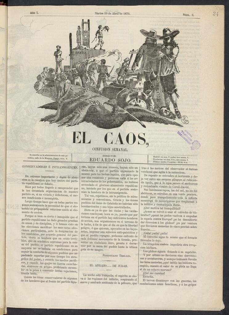 Miniatura de El Caos: confusión semanal del 19 de abril de 1870