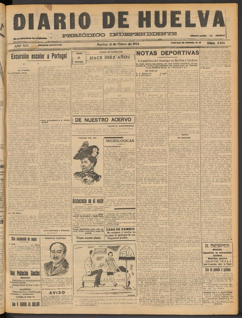 Miniatura de Diario de Huelva : periódico independiente del 31 de enero de 1928