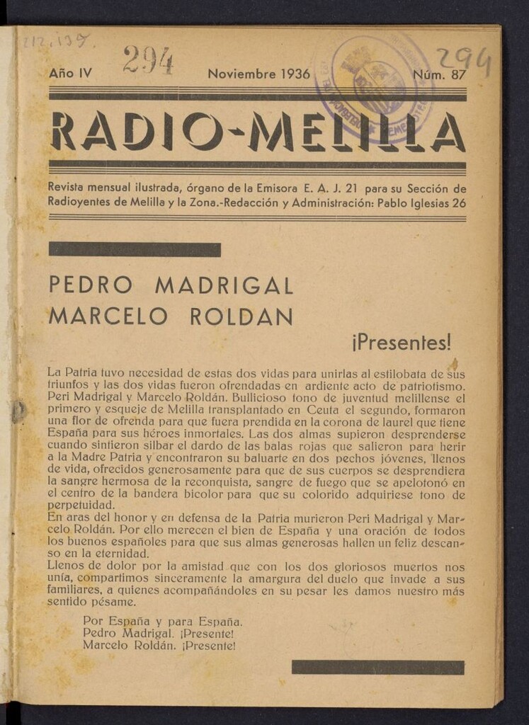 Miniatura de Radio Melilla: revista mensual ilustrada
