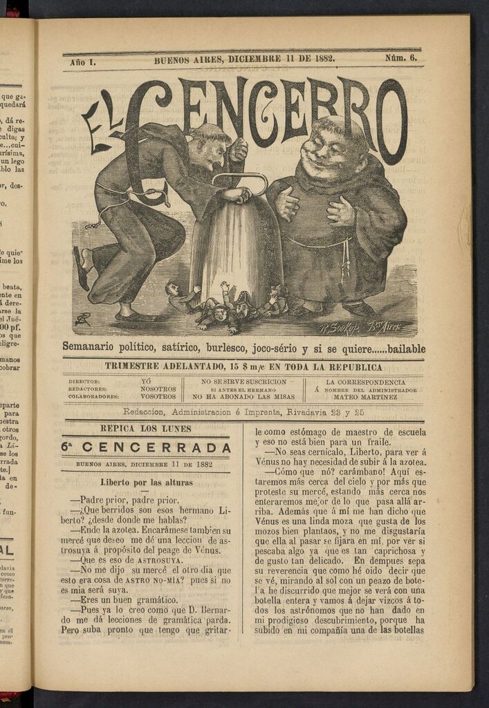 Miniatura de El Cencerro (Buenos Aires, 1882) del 11 de diciembre de 1882
