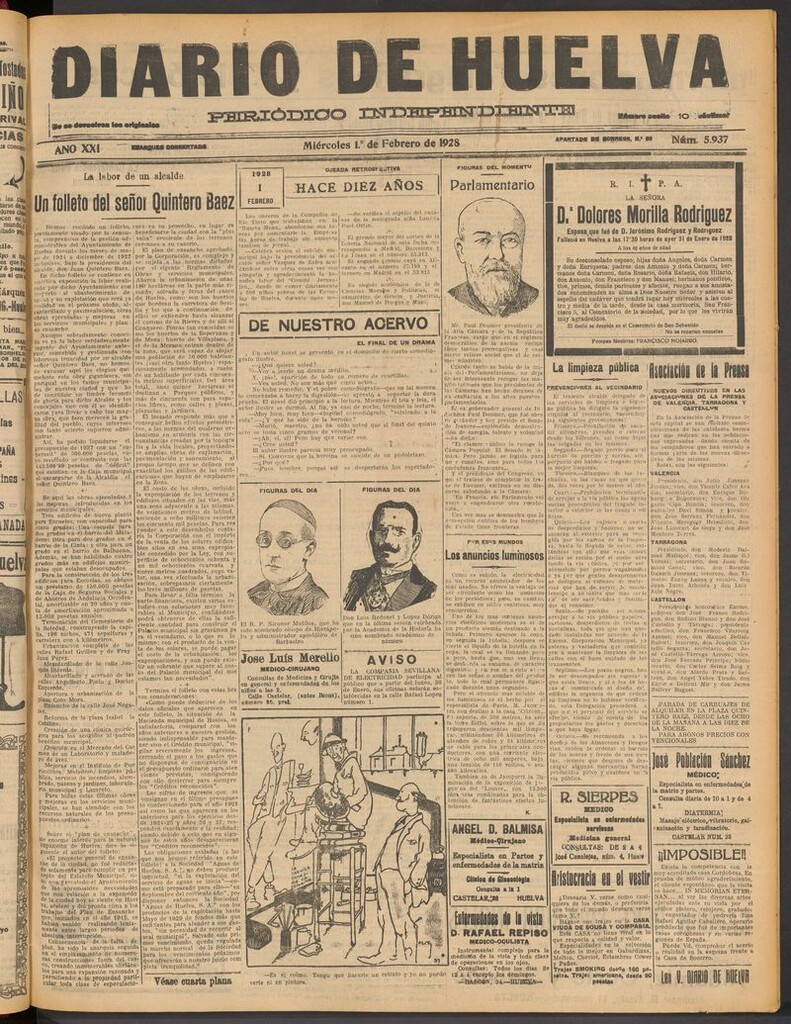 Miniatura de Diario de Huelva : periódico independiente del 1 de febrero de 1928