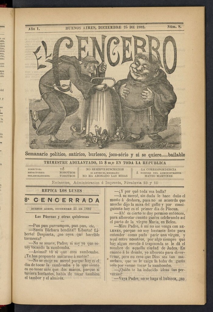 Miniatura de El Cencerro (Buenos Aires, 1882) del 25 de diciembre de 1882