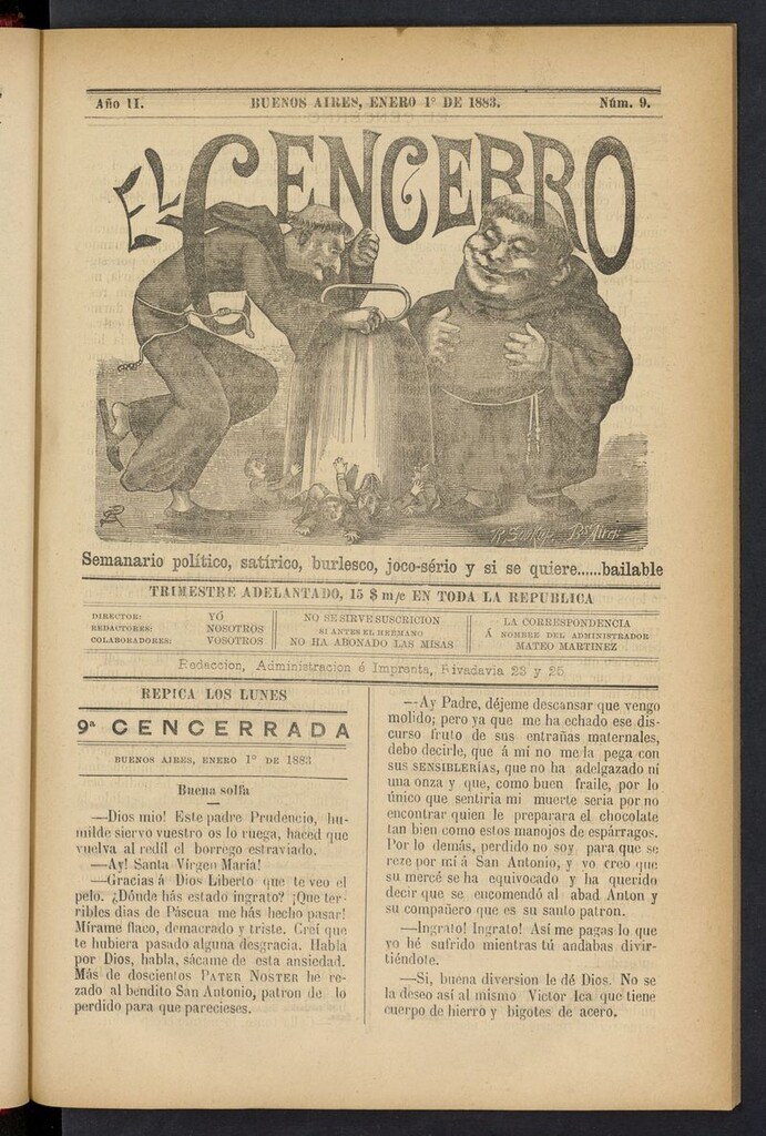 Miniatura de El Cencerro (Buenos Aires, 1882) del 1 de enero de 1883
