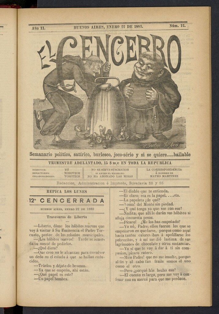 Miniatura de El Cencerro (Buenos Aires, 1882) del 22 de enero de 1883