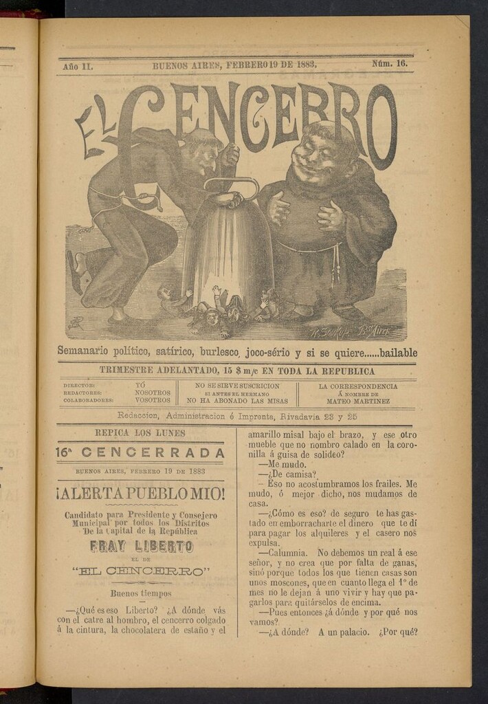 Miniatura de El Cencerro (Buenos Aires, 1882) del 19 de febrero de 1883