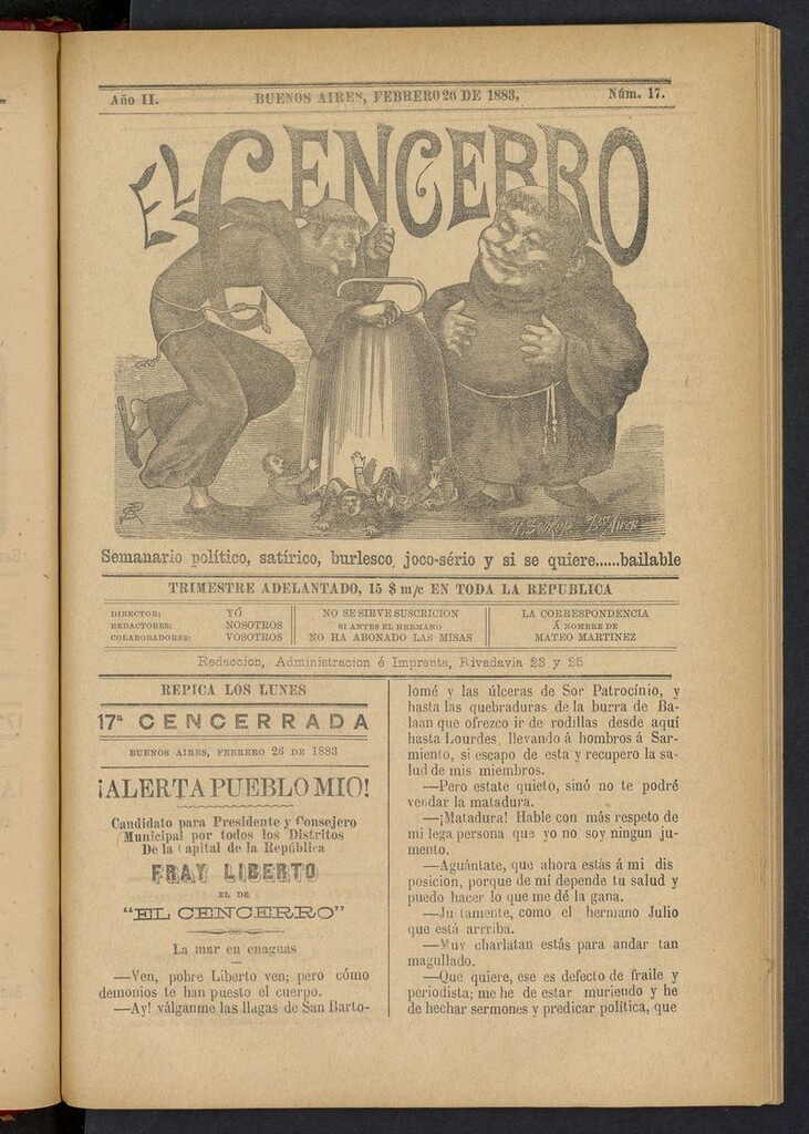 Miniatura de El Cencerro (Buenos Aires, 1882) del 26 de febrero de 1883