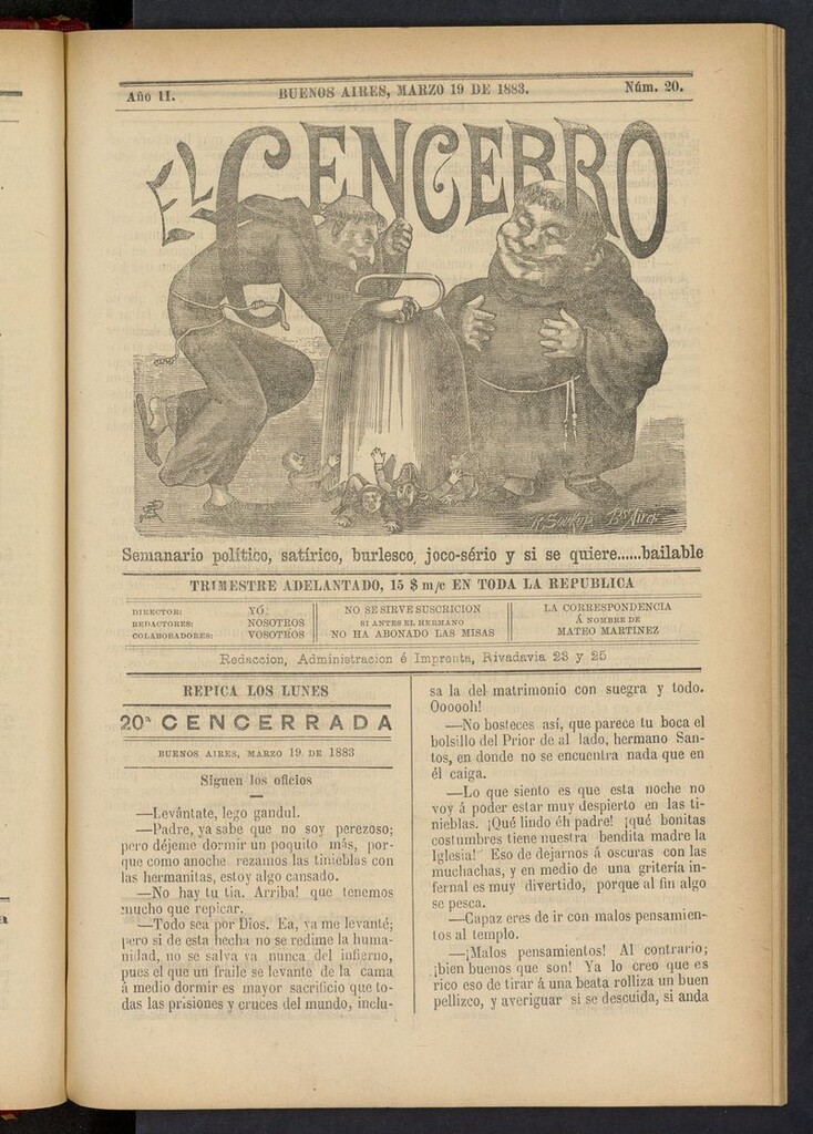 Miniatura de El Cencerro (Buenos Aires, 1882) del 19 de marzo de 1883