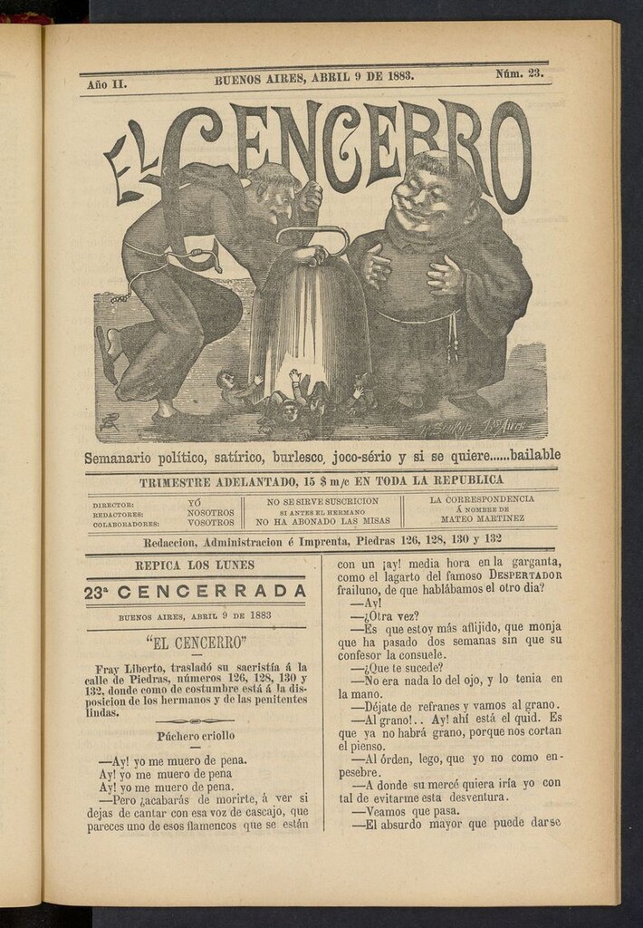 Miniatura de El Cencerro (Buenos Aires, 1882) del 9 de abril de 1883