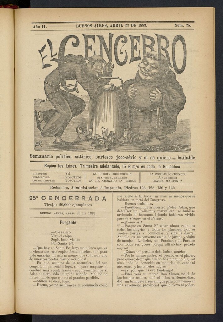 Miniatura de El Cencerro (Buenos Aires, 1882) del 23 de abril de 1883