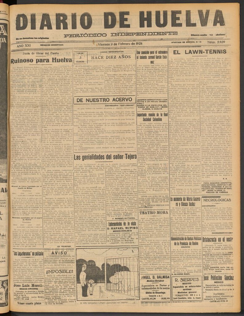 Miniatura de Diario de Huelva : periódico independiente del 3 de febrero de 1928
