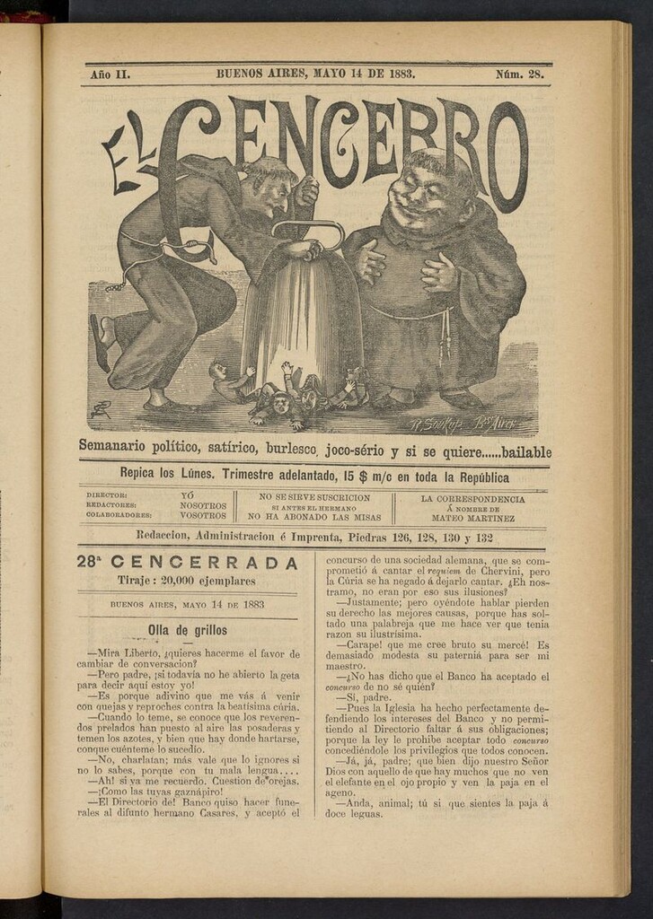 Miniatura de El Cencerro (Buenos Aires, 1882) del 14 de mayo de 1883
