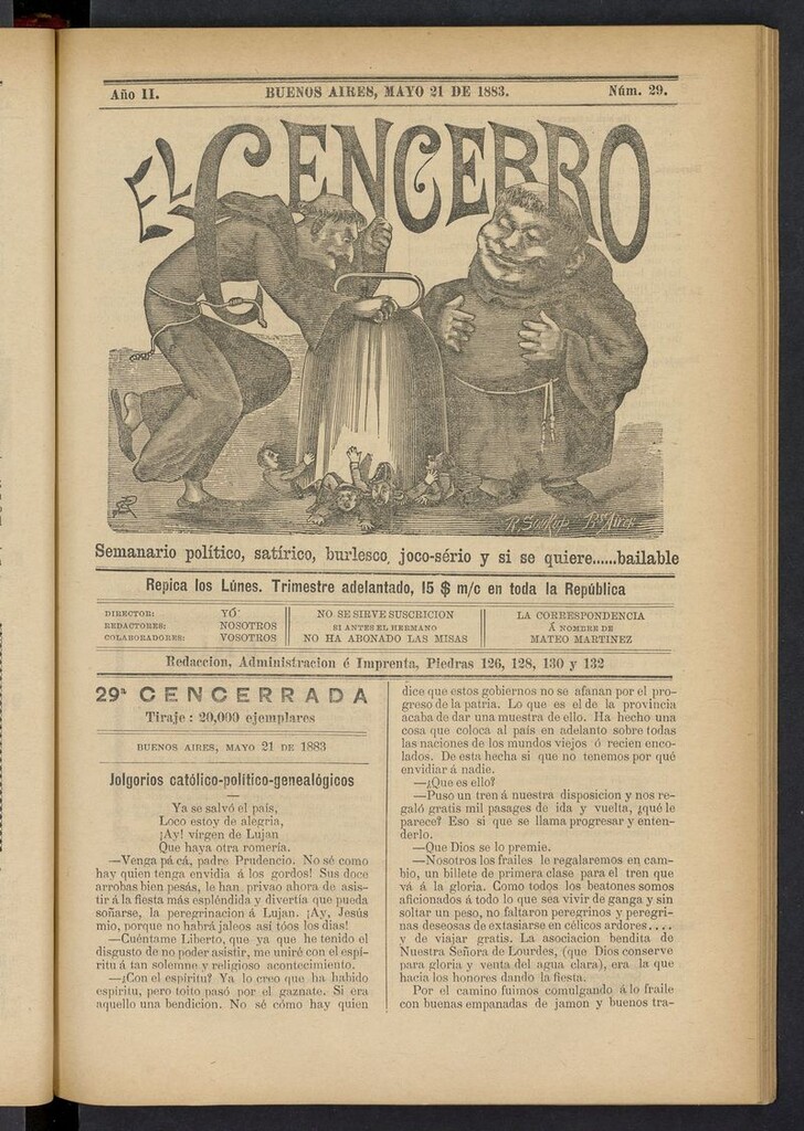 Miniatura de El Cencerro (Buenos Aires, 1882) del 21 de mayo de 1883