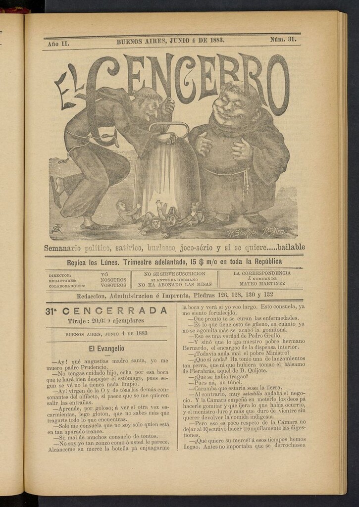 Miniatura de El Cencerro (Buenos Aires, 1882) del 4 de junio de 1883