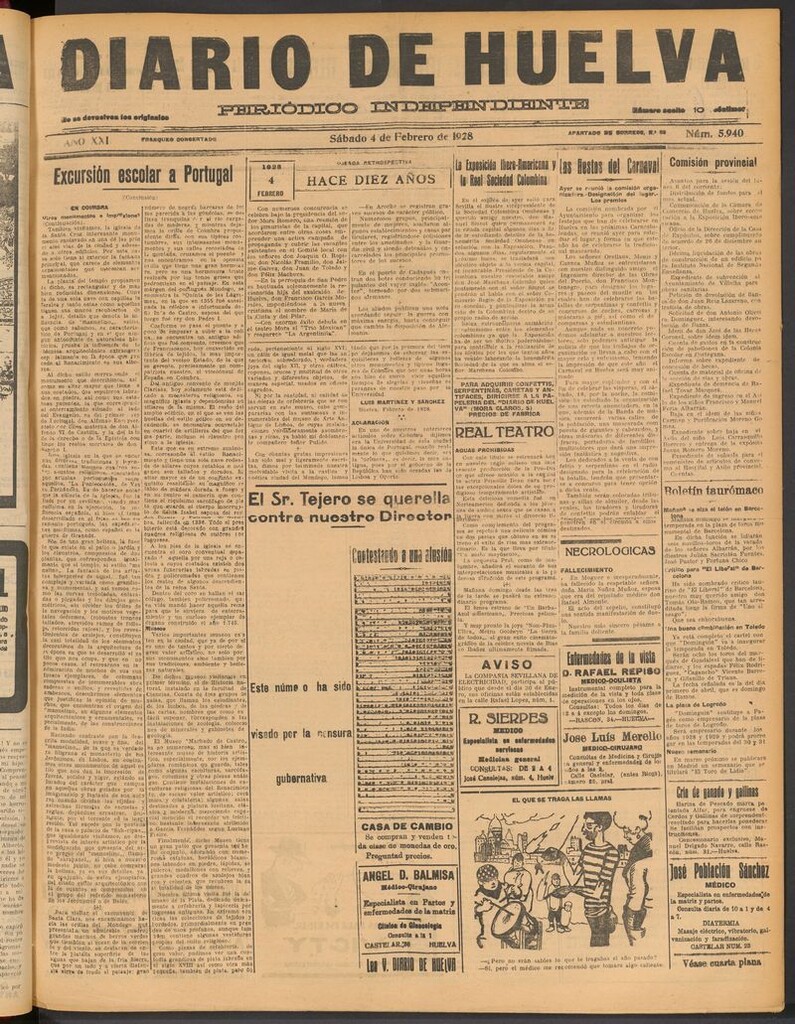 Miniatura de Diario de Huelva : periódico independiente del 4 de febrero de 1928