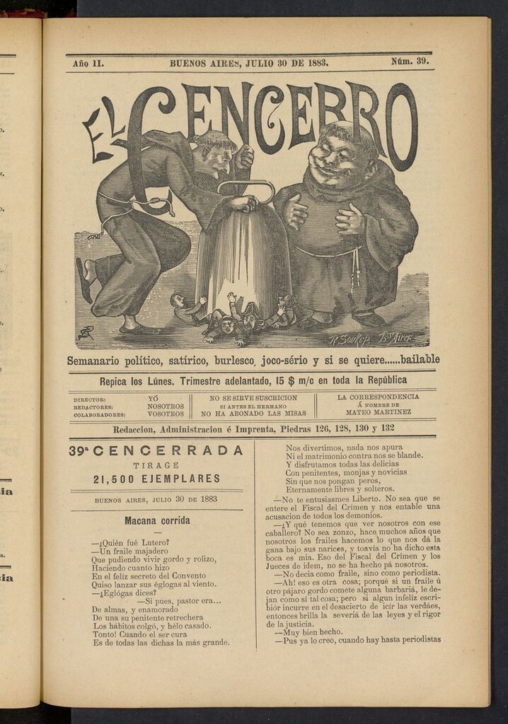 Miniatura de El Cencerro (Buenos Aires, 1882) del 30 de julio de 1883
