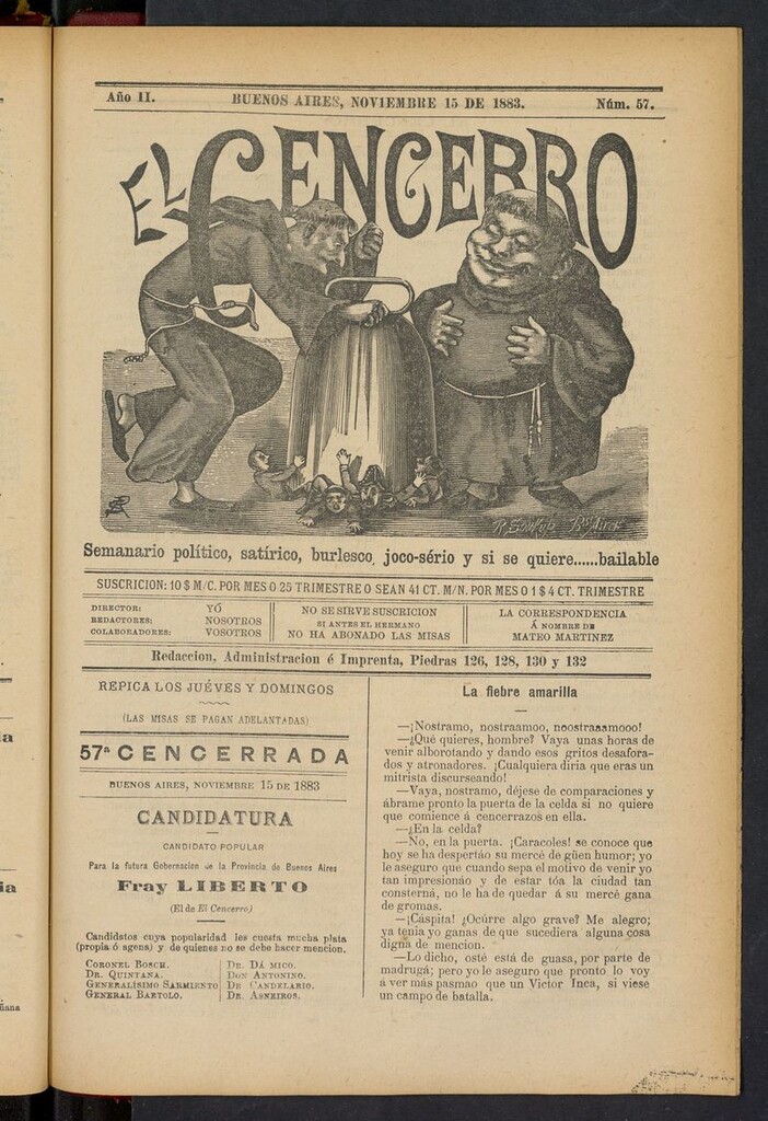 Miniatura de El Cencerro (Buenos Aires, 1882) del 15 de noviembre de 1883