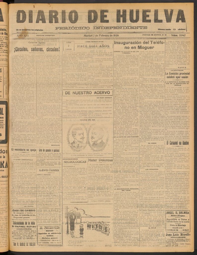Miniatura de Diario de Huelva : periódico independiente del 7 de febrero de 1928