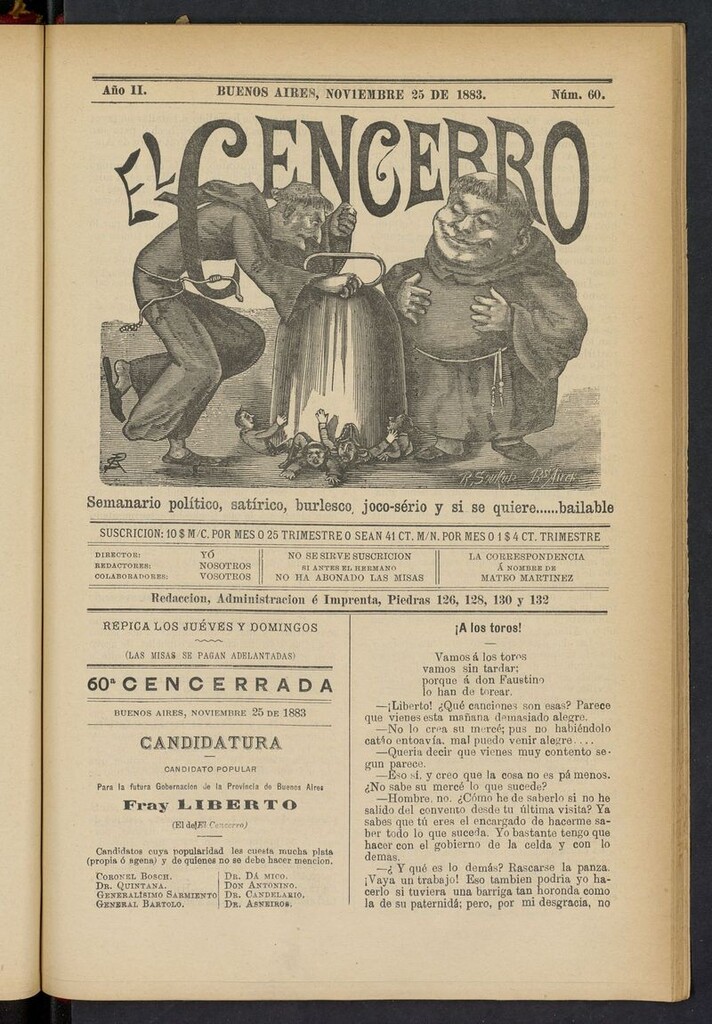 Miniatura de El Cencerro (Buenos Aires, 1882) del 25 de noviembre de 1883