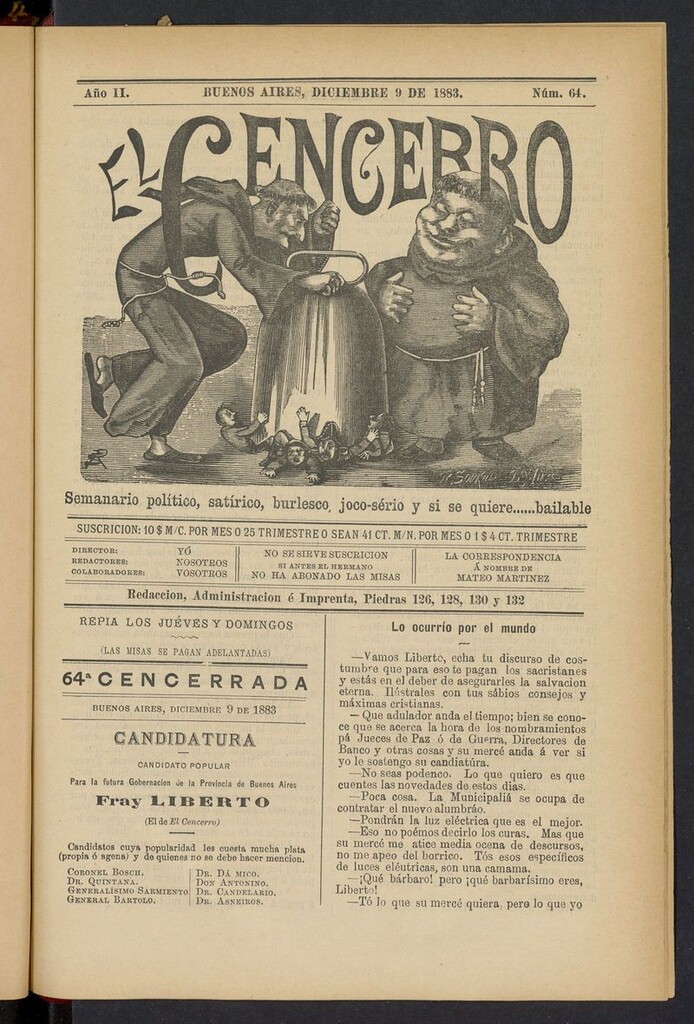 Miniatura de El Cencerro (Buenos Aires, 1882) del 9 de diciembre de 1883