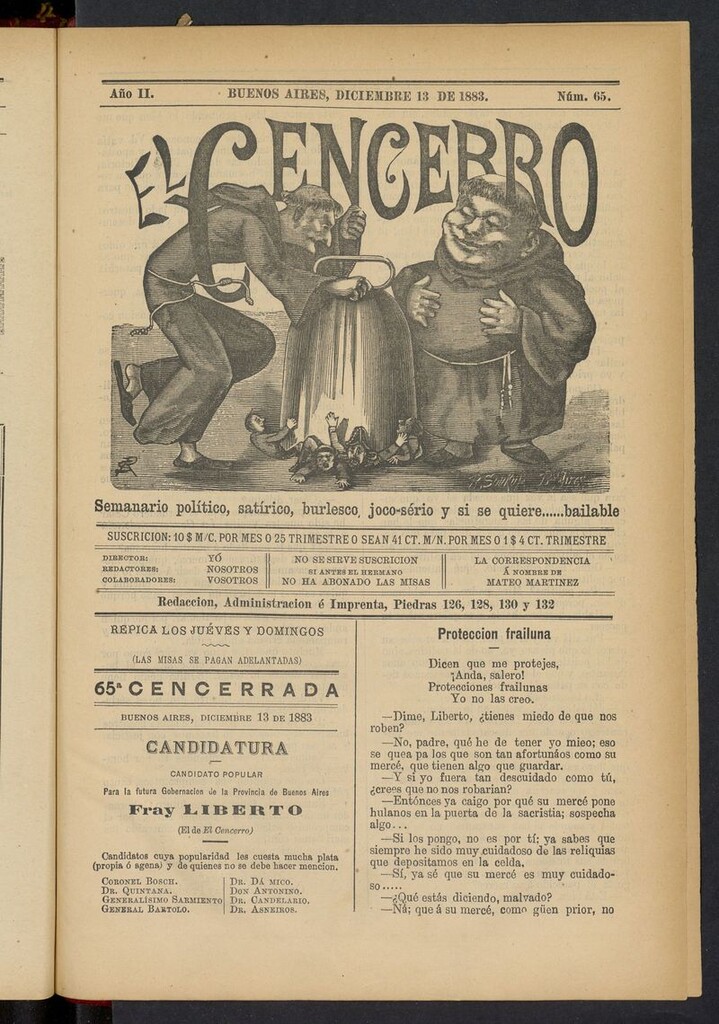 Miniatura de El Cencerro (Buenos Aires, 1882) del 13 de diciembre de 1883