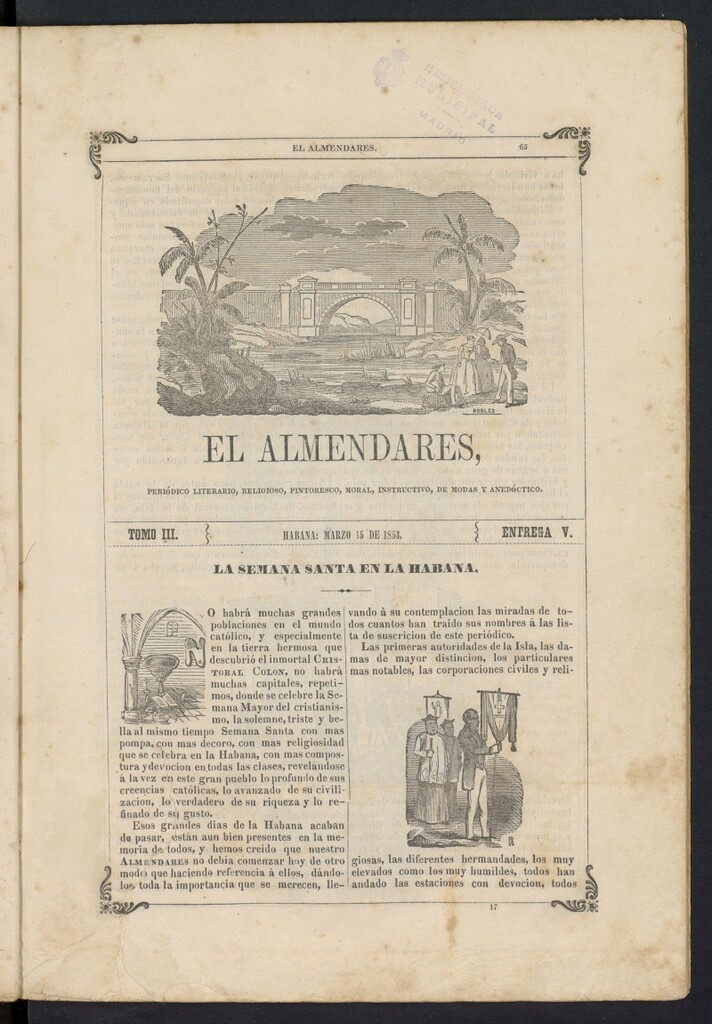 Miniatura de El Almendares del 15 de marzo de 1853