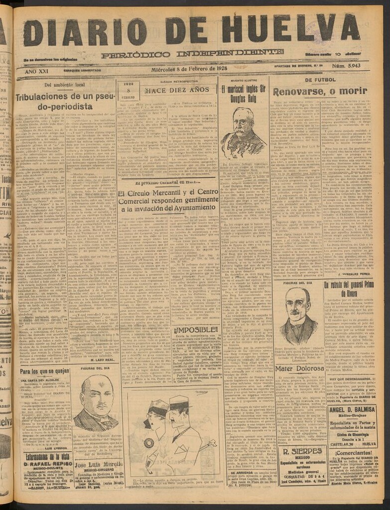 Miniatura de Diario de Huelva : periódico independiente del 8 de febrero de 1928