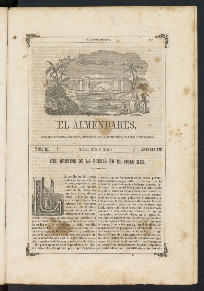 Miniatura de El Almendares del 1 de mayo de 1853