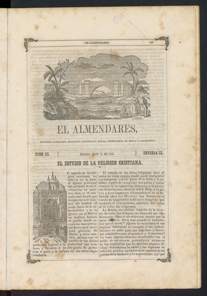 Miniatura de El Almendares del 15 de mayo de 1853