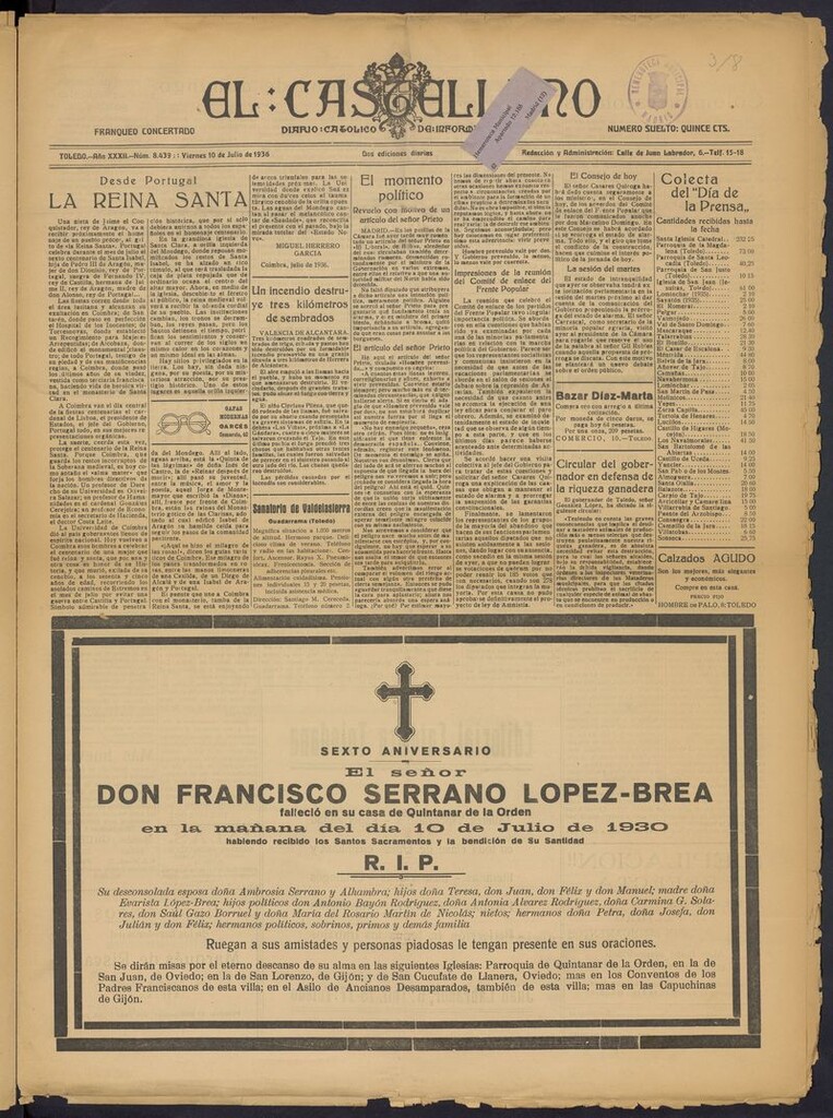 Miniatura de El Castellano (Toledo. 1904) del 10 de julio de 1936