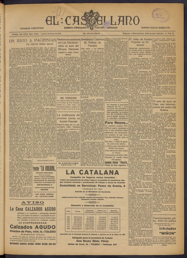 Miniatura de El Castellano (Toledo. 1904) del 6 de enero de 1936