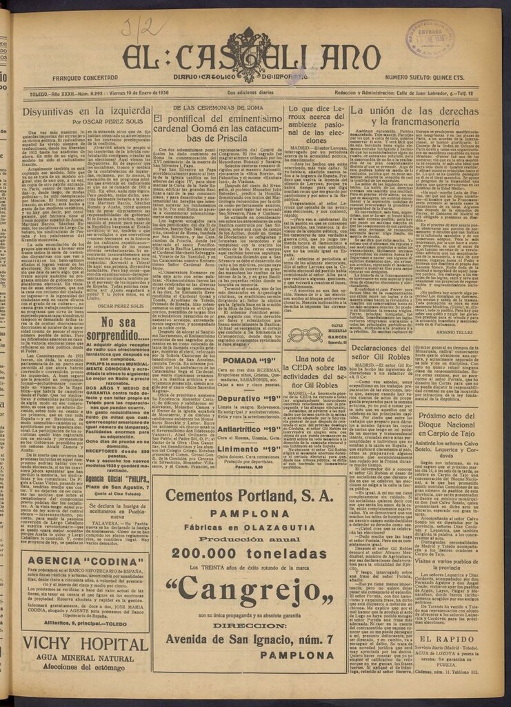 Miniatura de El Castellano (Toledo. 1904) del 10 de enero de 1936
