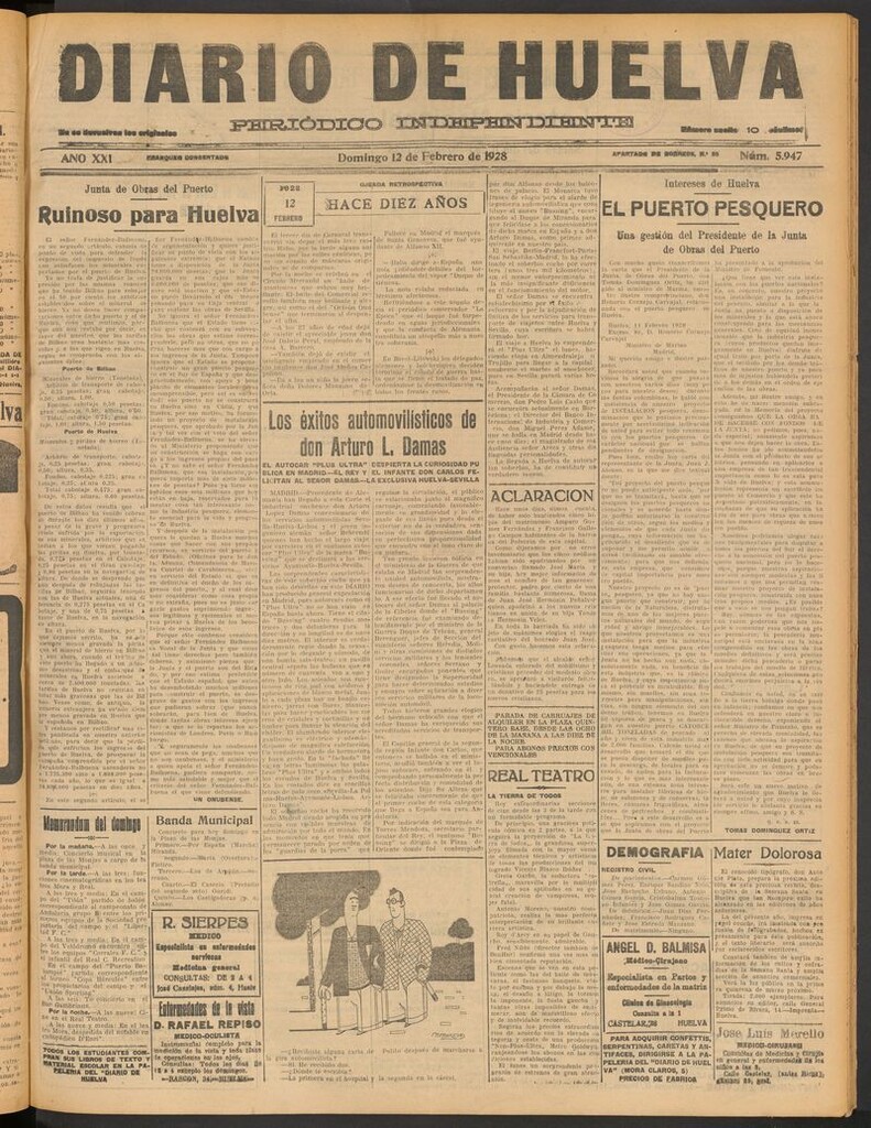 Miniatura de Diario de Huelva : periódico independiente del 12 de febrero de 1928