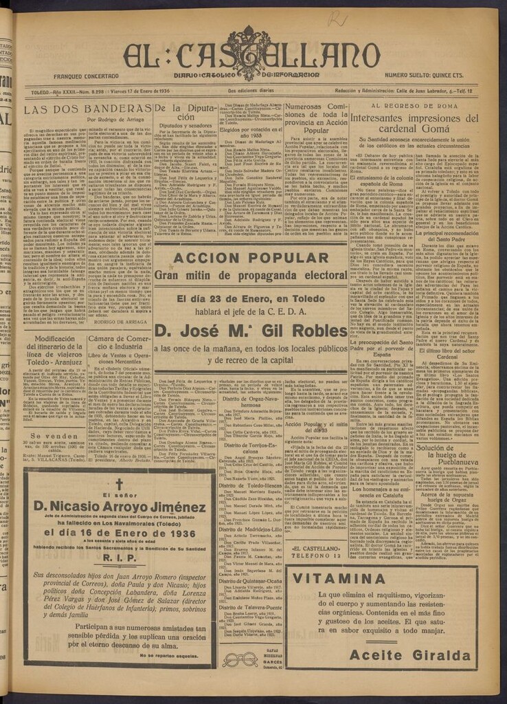 Miniatura de El Castellano (Toledo. 1904) del 17 de enero de 1936