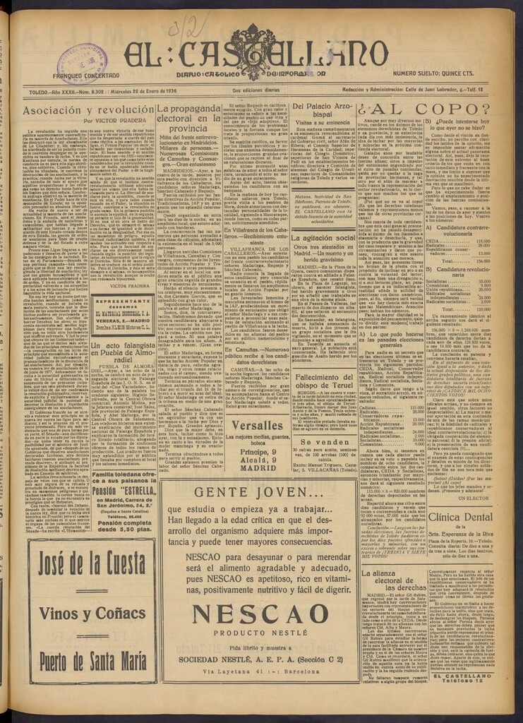Miniatura de El Castellano (Toledo. 1904) del 22 de enero de 1936