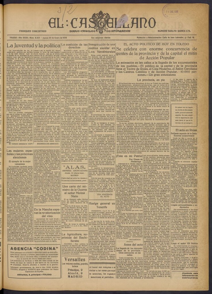 Miniatura de El Castellano (Toledo. 1904) del 23 de enero de 1936