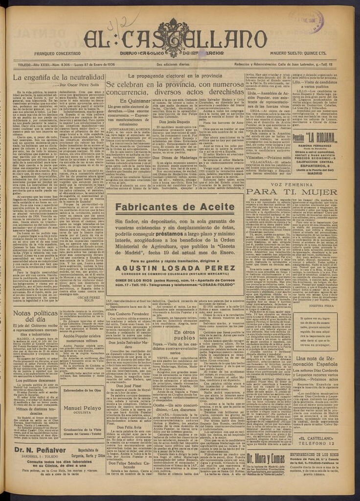 Miniatura de El Castellano (Toledo. 1904) del 27 de enero de 1936