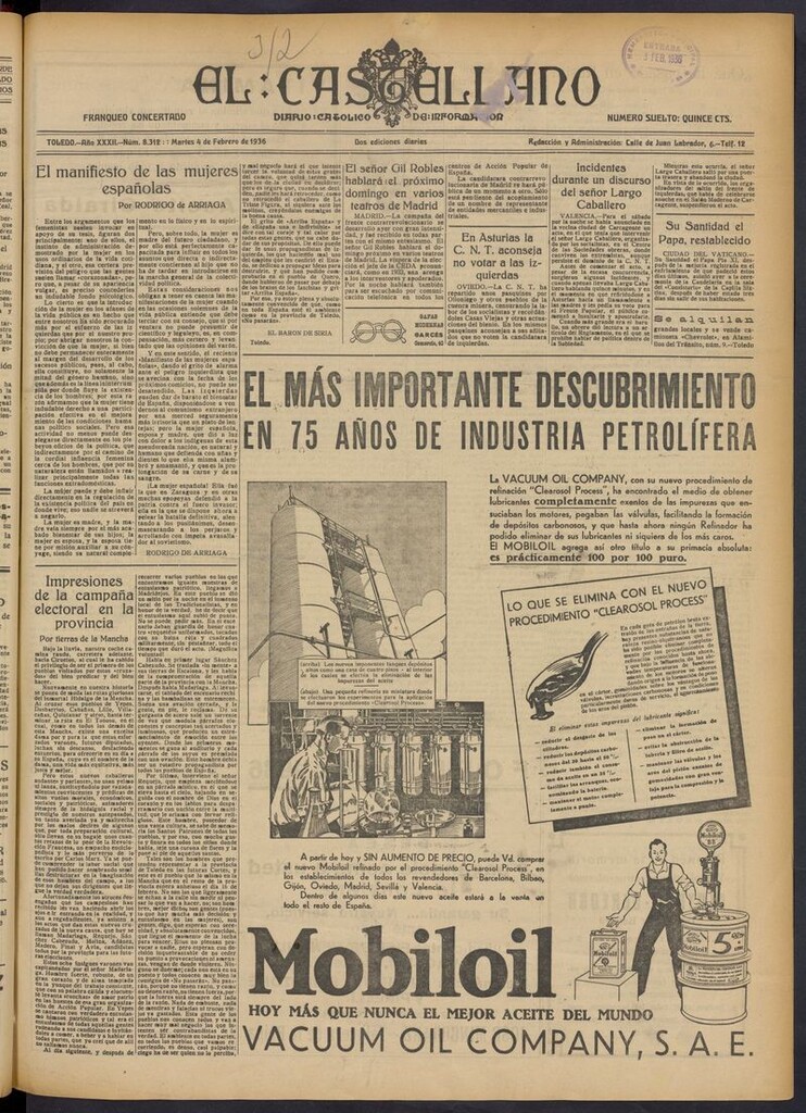Miniatura de El Castellano (Toledo. 1904) del 4 de febrero de 1936
