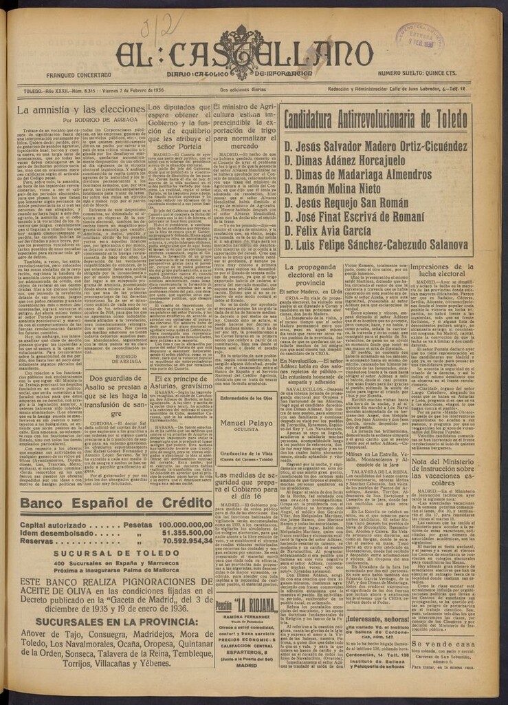 Miniatura de El Castellano (Toledo. 1904) del 7 de febrero de 1936