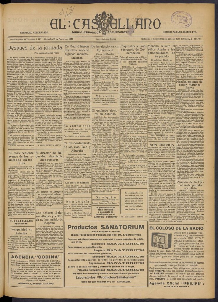 Miniatura de El Castellano (Toledo. 1904) del 19 de febrero de 1936
