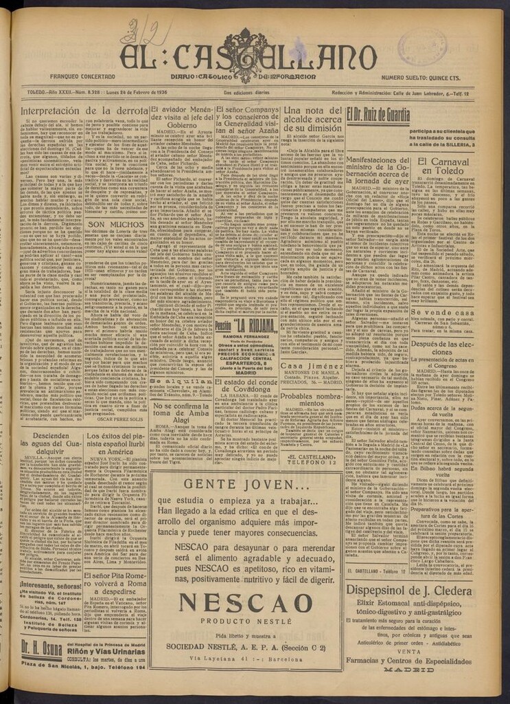Miniatura de El Castellano (Toledo. 1904) del 24 de febrero de 1936