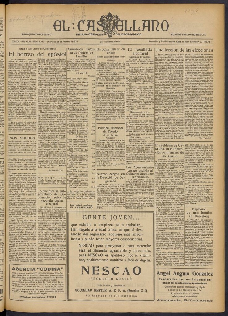 Miniatura de El Castellano (Toledo. 1904) del 26 de febrero de 1936