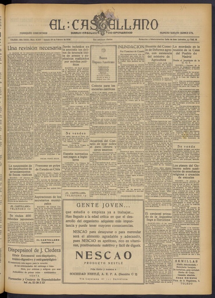 Miniatura de El Castellano (Toledo. 1904) del 29 de febrero de 1936