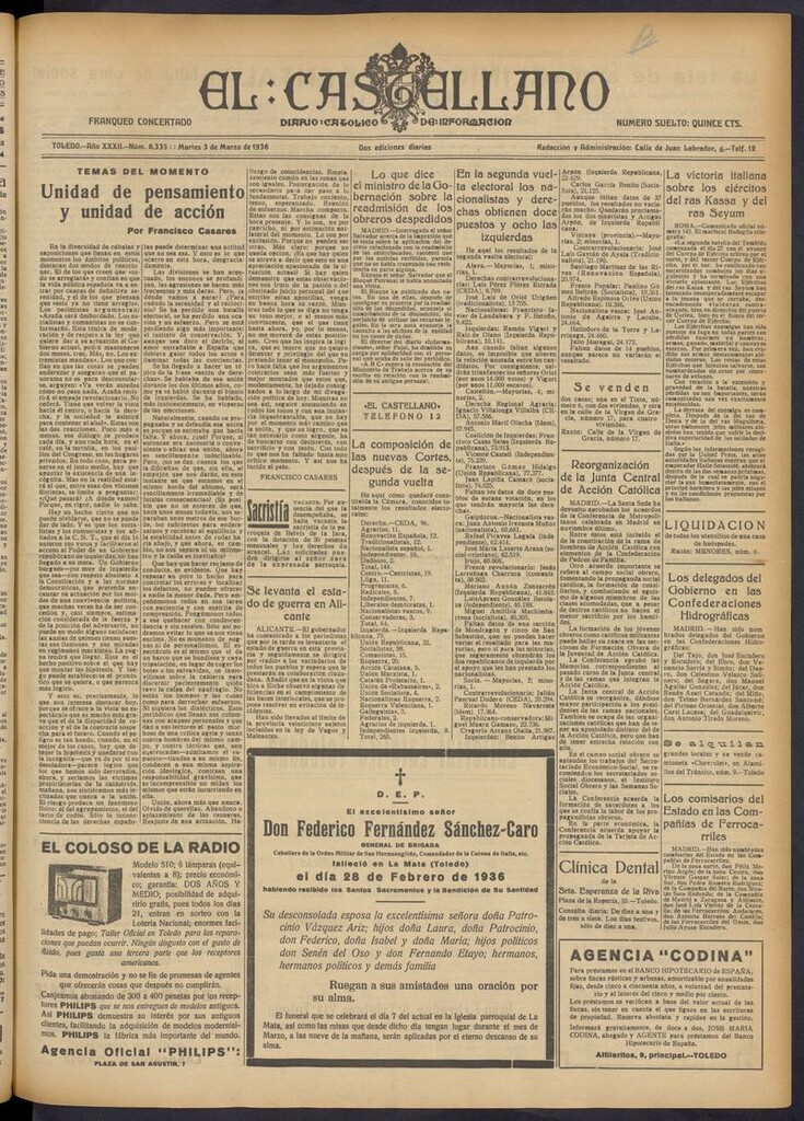 Miniatura de El Castellano (Toledo. 1904) del 3 de marzo de 1936