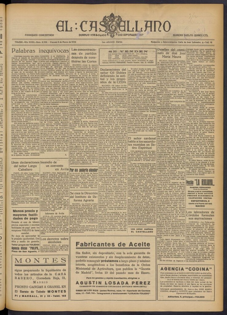 Miniatura de El Castellano (Toledo. 1904) del 6 de marzo de 1936
